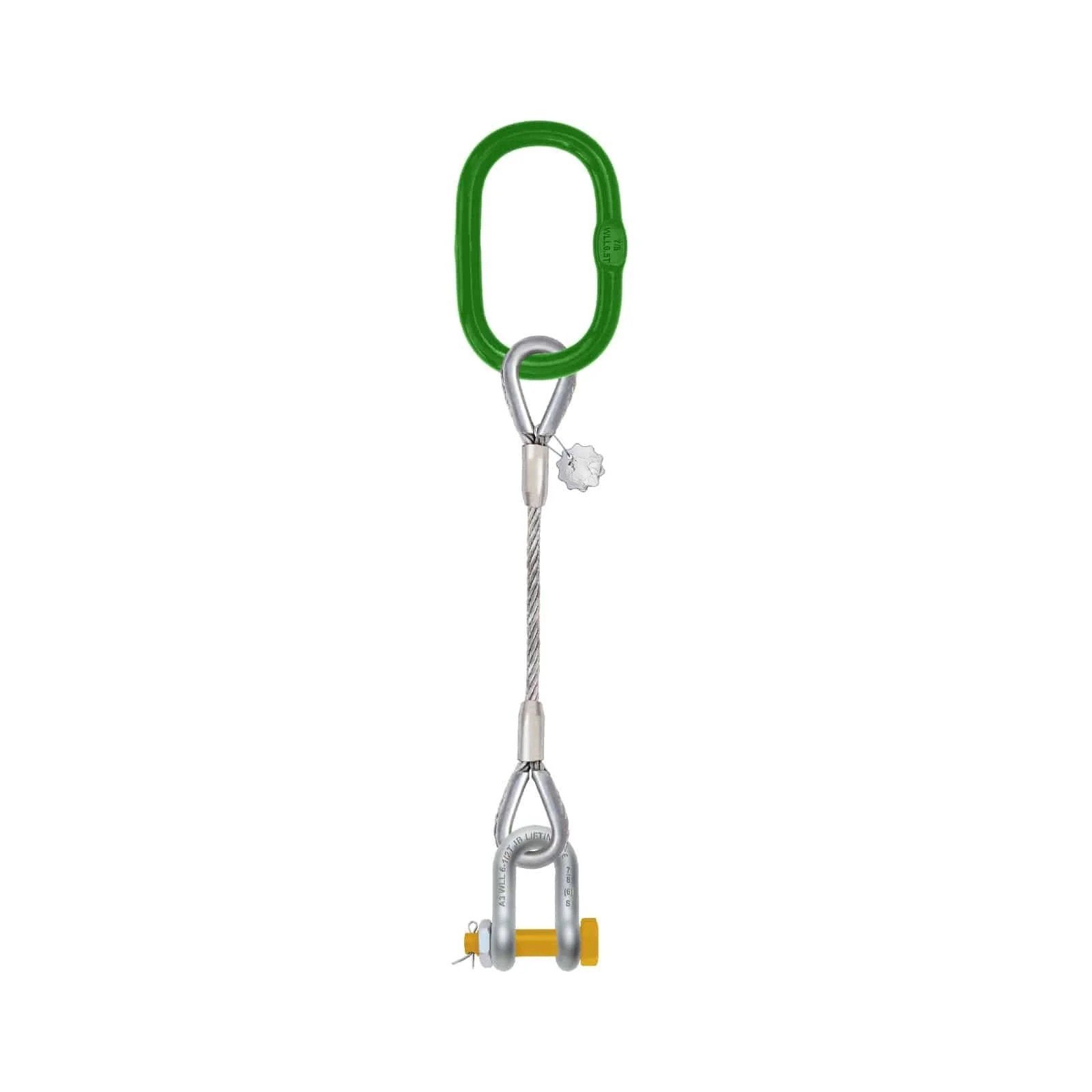 Single-leg steel wire rope with D-shaped screw