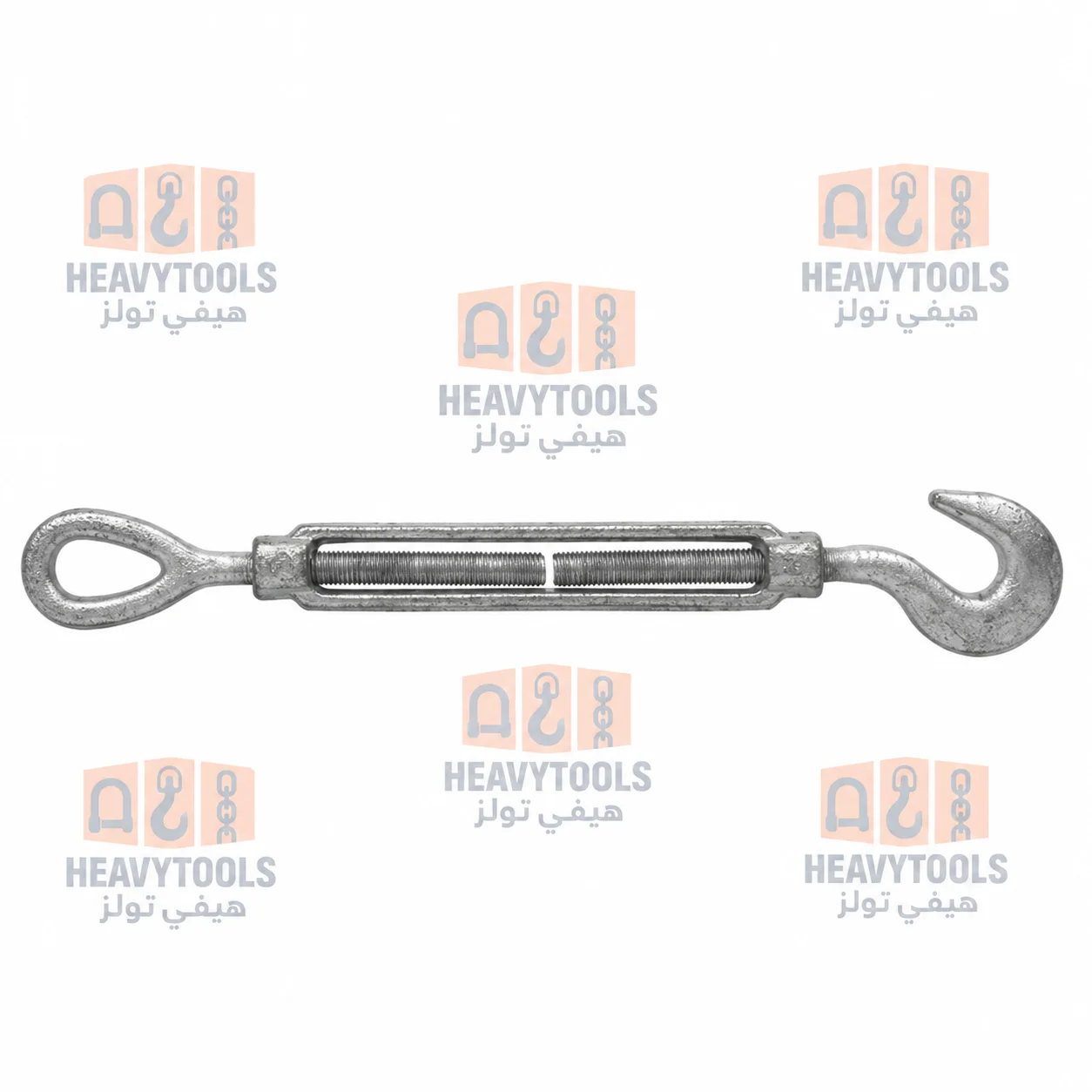 Carbon Steel DIN 1480 Galvanized Hook & Eye Turnbuckle for Wire Rope Tensioning – Heavy Tools Saudi Arabia