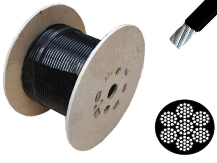 7×19 black nylon-coated galvanized wire rope for commercial fitness equipment by Heavy Tools Saudi Arabia