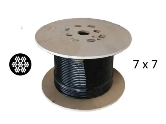 7×7 black nylon-coated galvanized wire rope for commercial fitness equipment by Heavy Tools Saudi Arabia