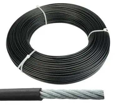 7×19 black nylon-coated galvanized wire rope for commercial fitness equipment by Heavy Tools Saudi Arabia
