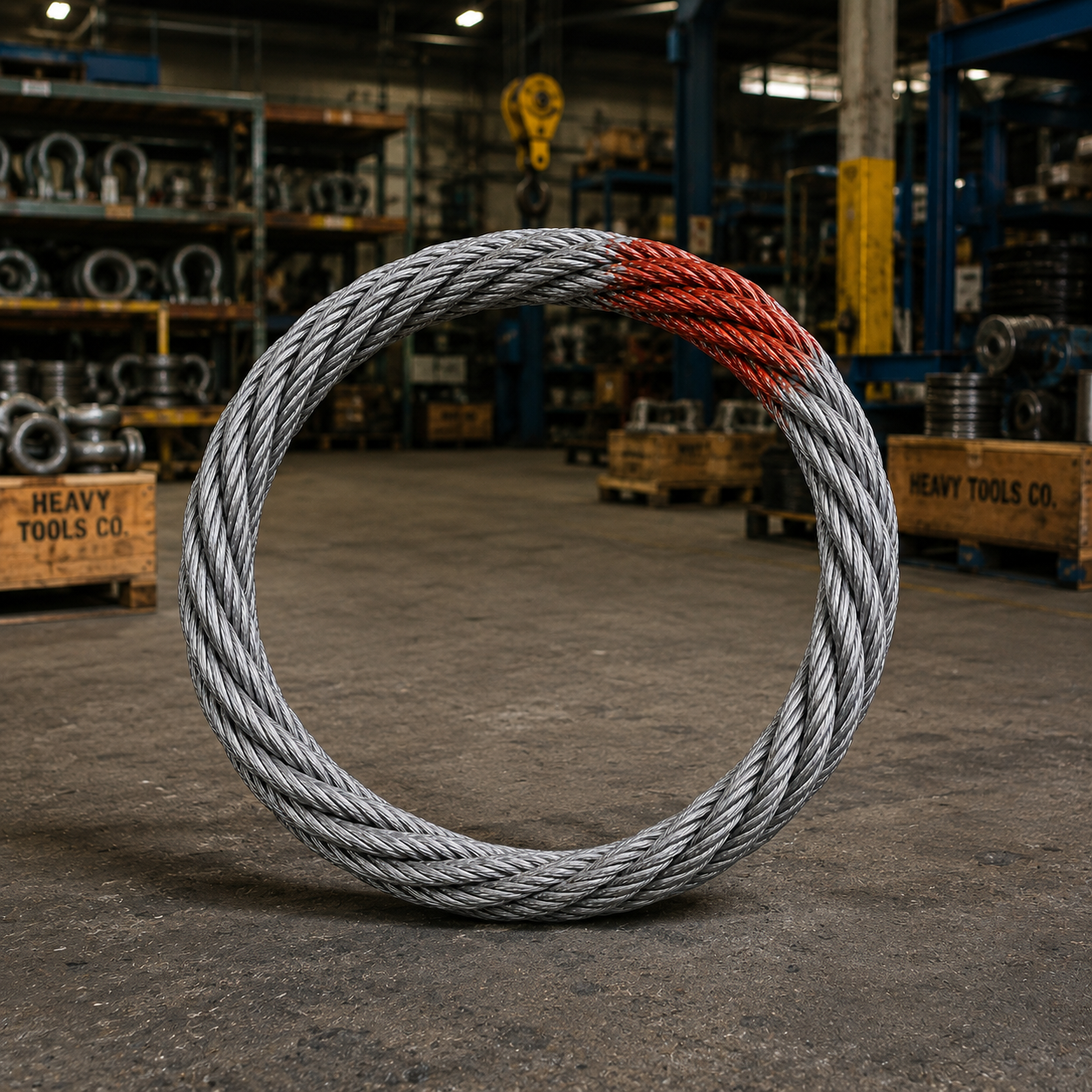 Endless wire rope grommet sling made from high-strength galvanized steel wire rope for heavy lifting and rigging applications.