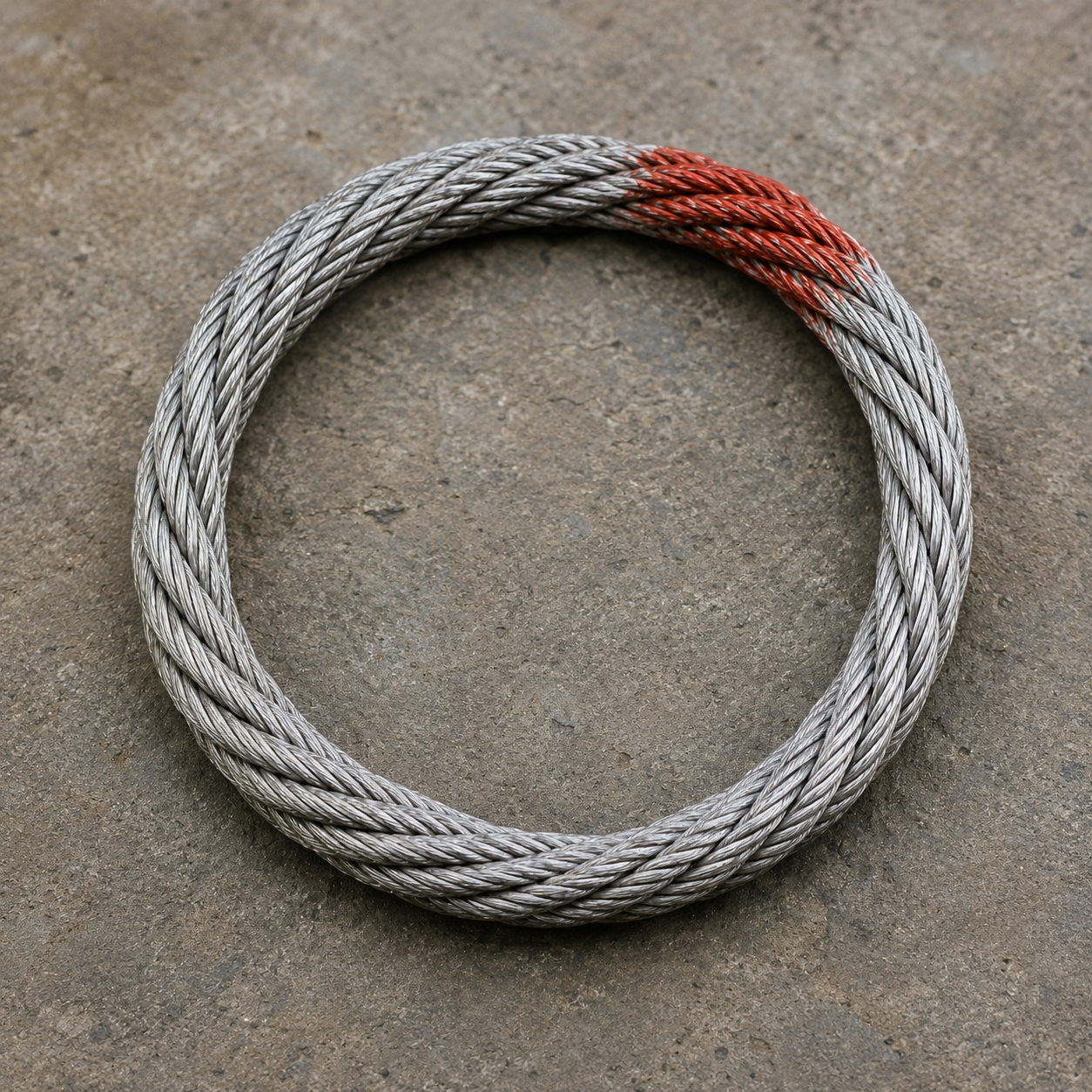 Endless wire rope grommet sling made from high-strength galvanized steel wire rope for heavy lifting and rigging applications.