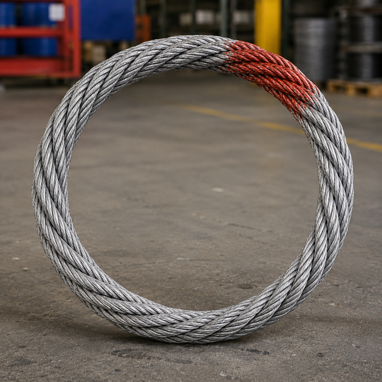 Endless wire rope grommet sling made from high-strength galvanized steel wire rope for heavy lifting and rigging applications.