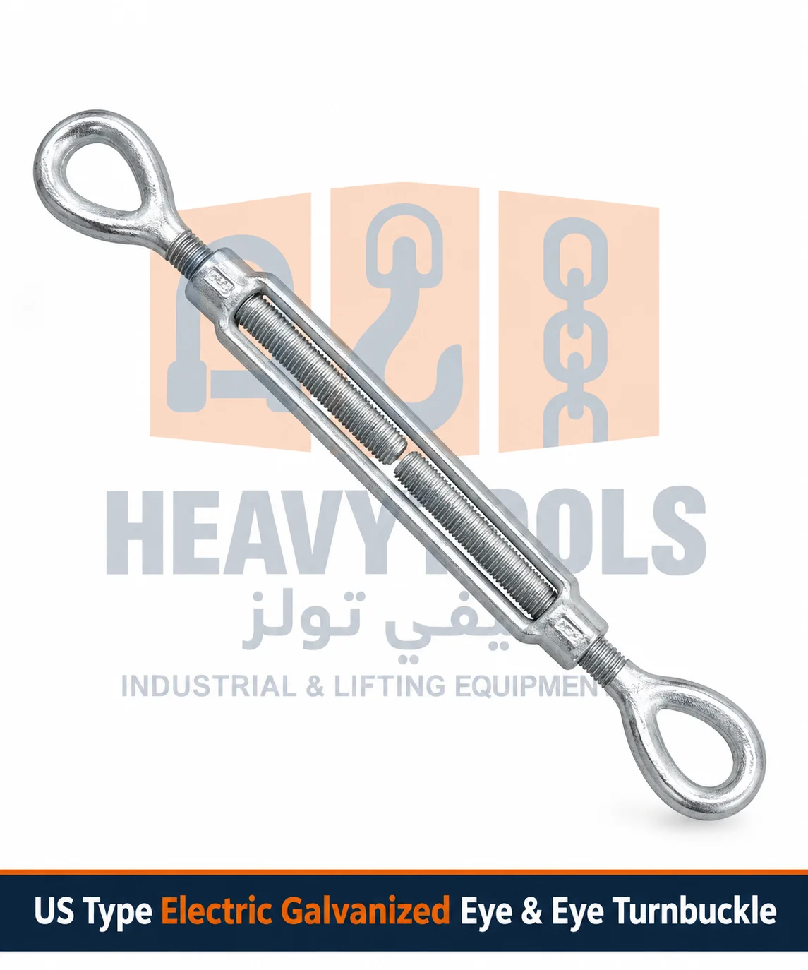 US Type Electric Galvanized Eye & Eye Turnbuckle with closed eye fittings at both ends – Heavy Tools Saudi Arabia