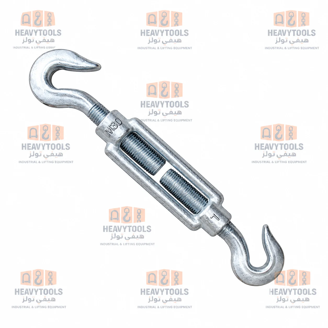 DIN 1480 Galvanized Hook & Hook Turnbuckle made from carbon steel with adjustable threaded body – Heavy Tools Saudi Arabia